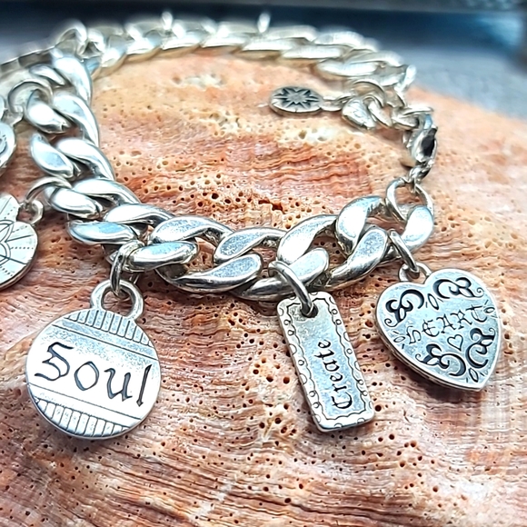 Brighton Manuscript Heart Charm Bracelet !! 1 CHARM MISSING!! ⚠️ - Picture 3 of 9